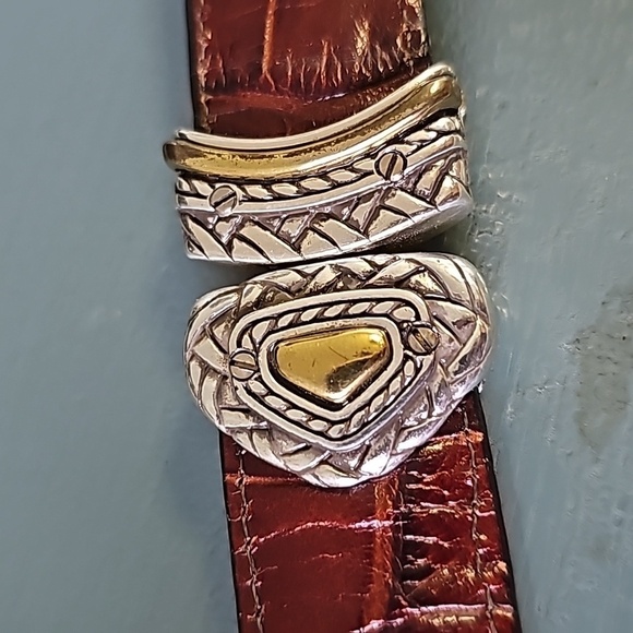 Reversible women's belt. Brown/black. Silver and gold hardware.  Size M/… - Picture 1 of 8